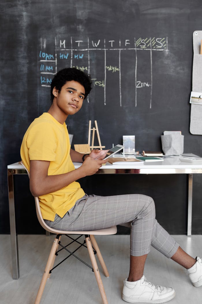 The Art of Drawing Readers In: Your attractive post title goes here A teenager using a tablet for study in a modern classroom environment.